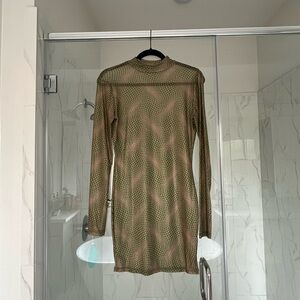 Chic Long Sleeve Patterned Dress